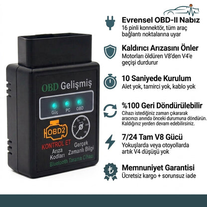 Otonabız Cep Servisi Bluetooth OBD2 Araç Arıza Tespit Cihazı