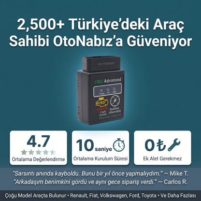 Otonabız Cep Servisi Bluetooth OBD2 Araç Arıza Tespit Cihazı